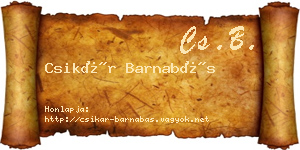 Csikár Barnabás névjegykártya